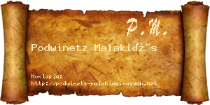 Podwinetz Malakiás névjegykártya